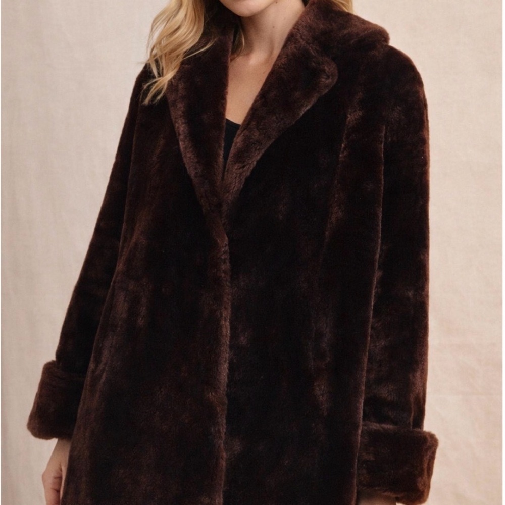 Chocolate Brown Mouton  Fur Coat sz LG